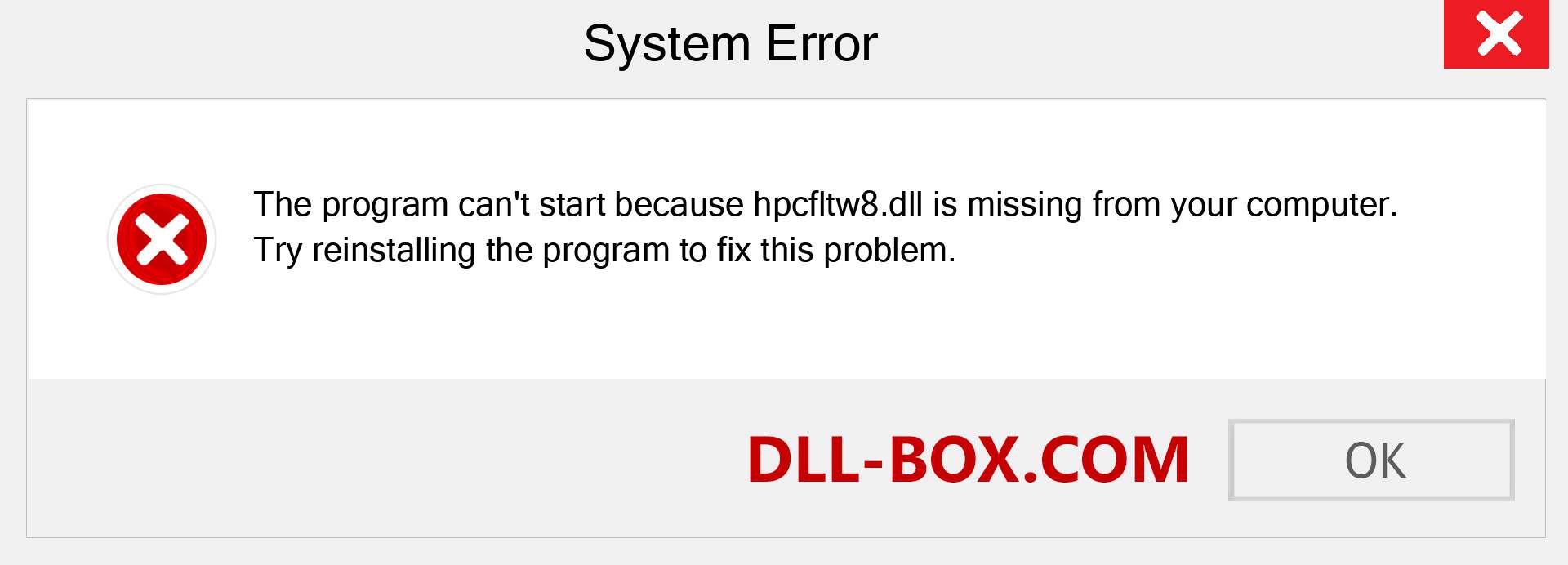  hpcfltw8.dll file is missing?. Download for Windows 7, 8, 10 - Fix  hpcfltw8 dll Missing Error on Windows, photos, images